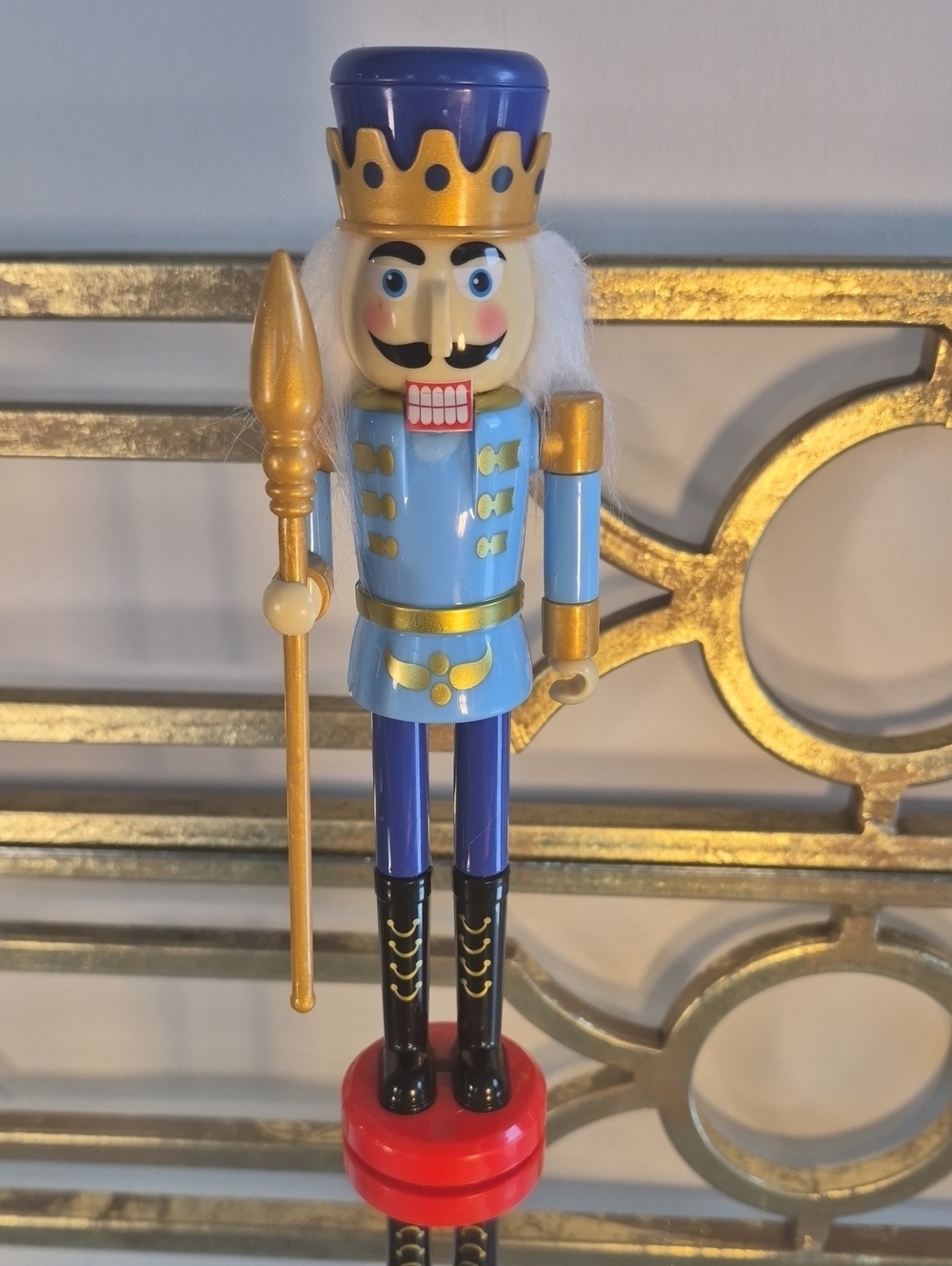 Nutcracker Soldier Greenbrier Plastic Christmas Decor,  8", Blue + Gold